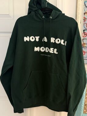 Jerzees Dark Green Crewneck Hoodie with White Text